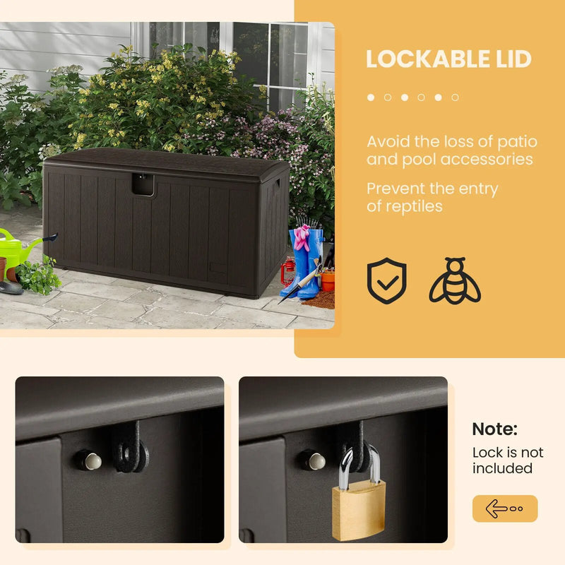 130 Gallon Patio All Weather Storage Container with Lockable Lid-Brown by DirectDeals