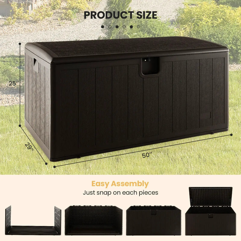 130 Gallon Patio All Weather Storage Container with Lockable Lid-Brown by DirectDeals