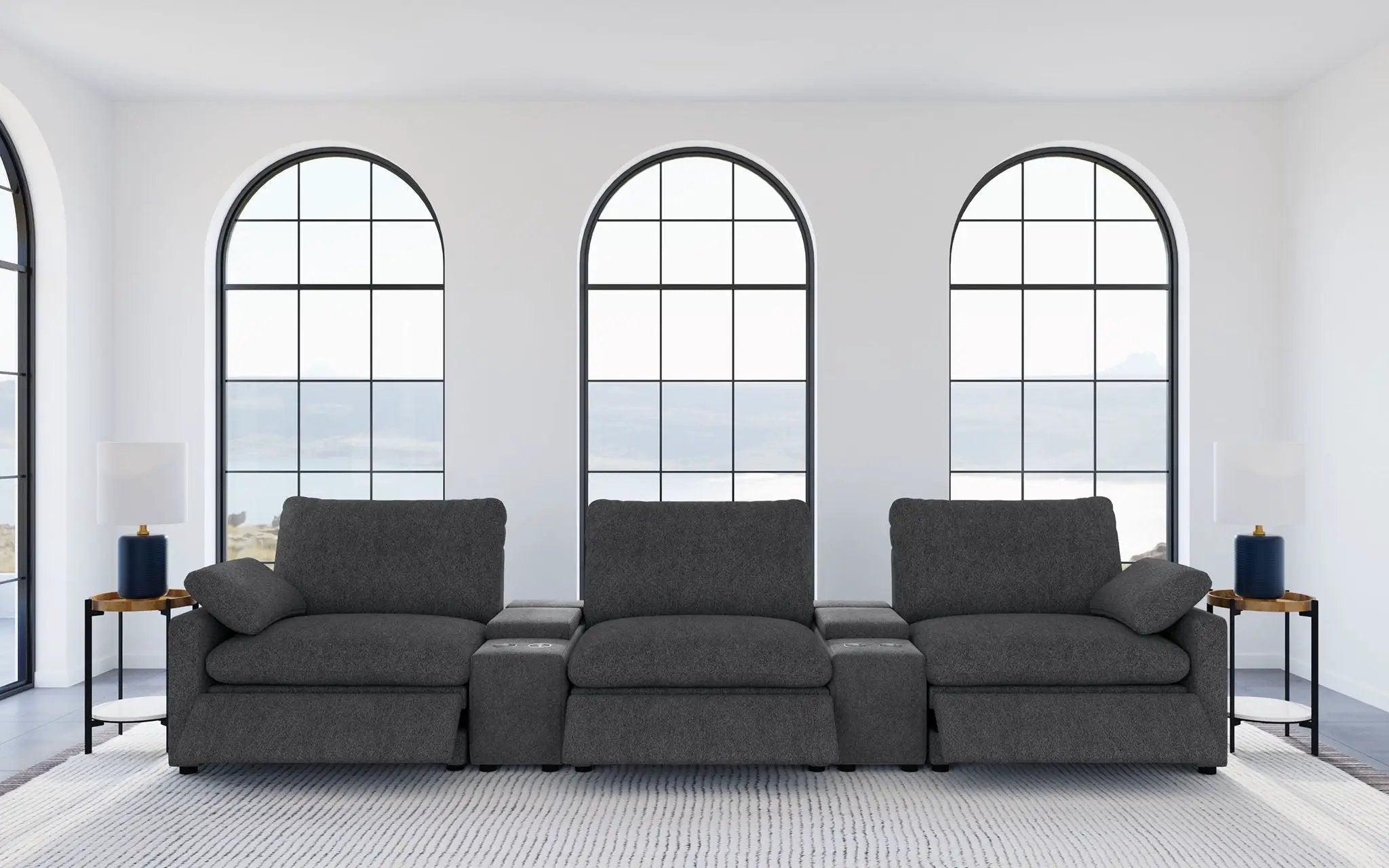 Collins 5-Piece Power Reclining Home Theater Seating Dark Grey by Unique Piece Furniture