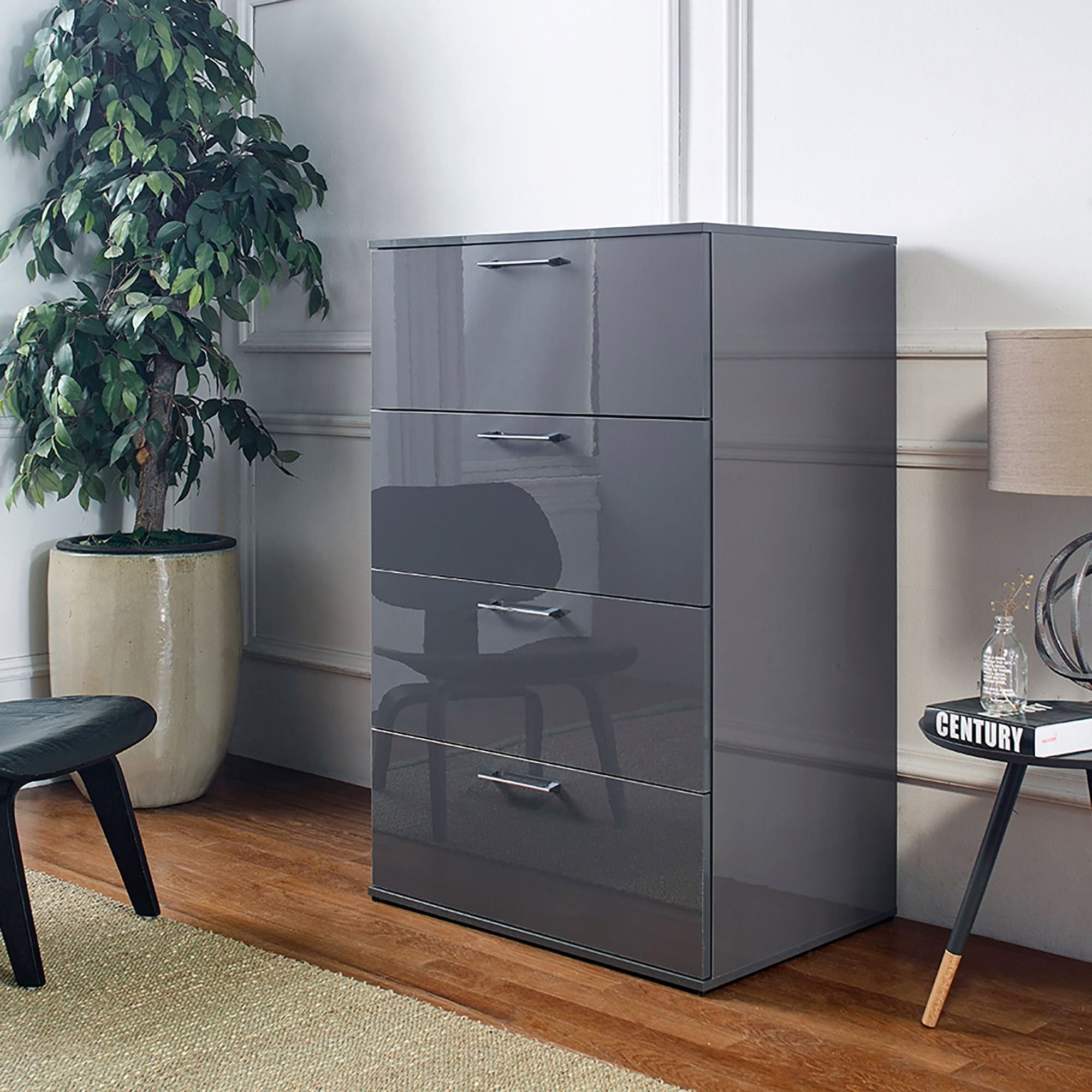 Bliss - Glossy 4 Drawer Jumbo Chest With Extra Deep Storage by HouseOfZazla