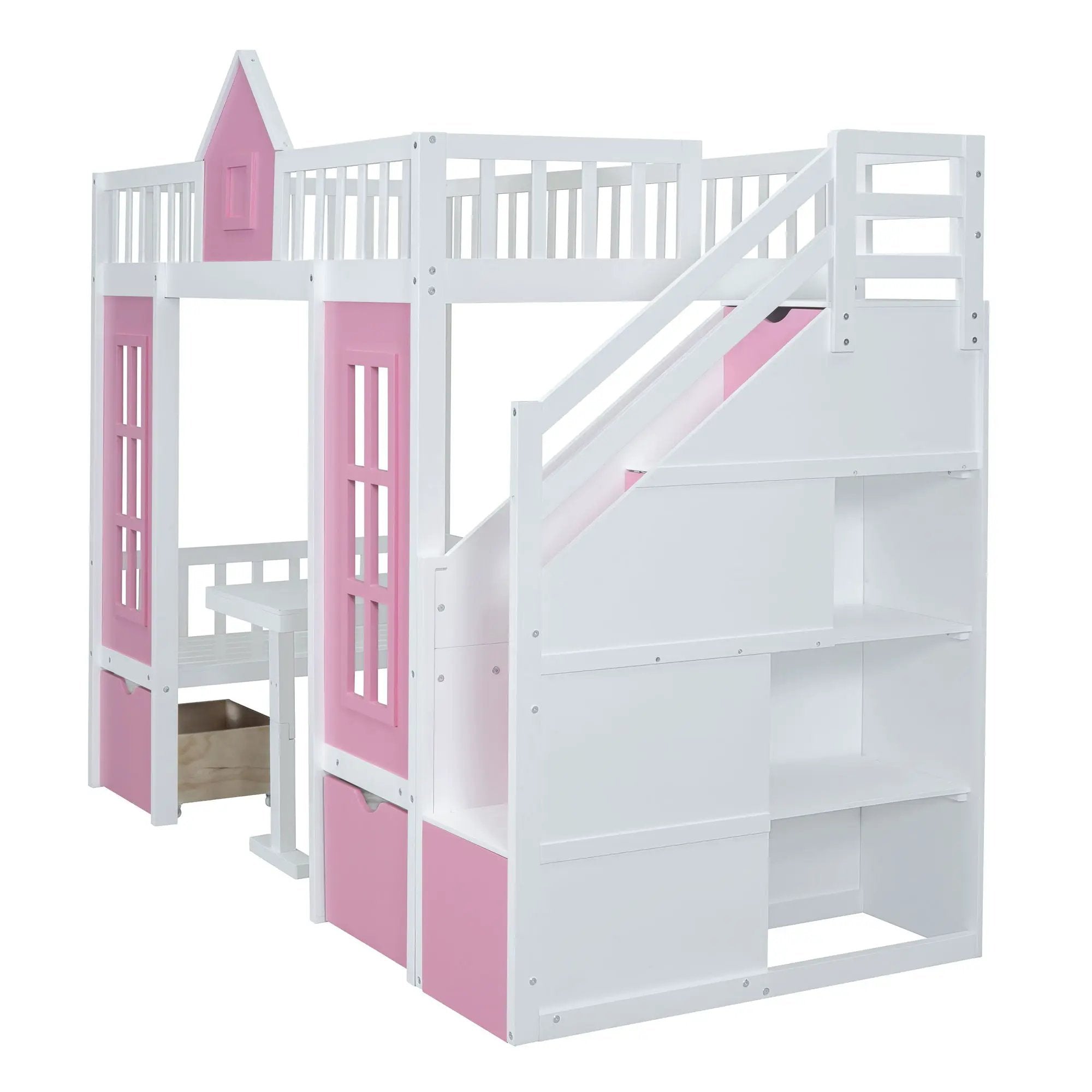 Twin Over Twin Bunk Bed With Changeable Table, Bunk Bed Turn Into Upper Bed And Down Desk by Unique Piece Furniture