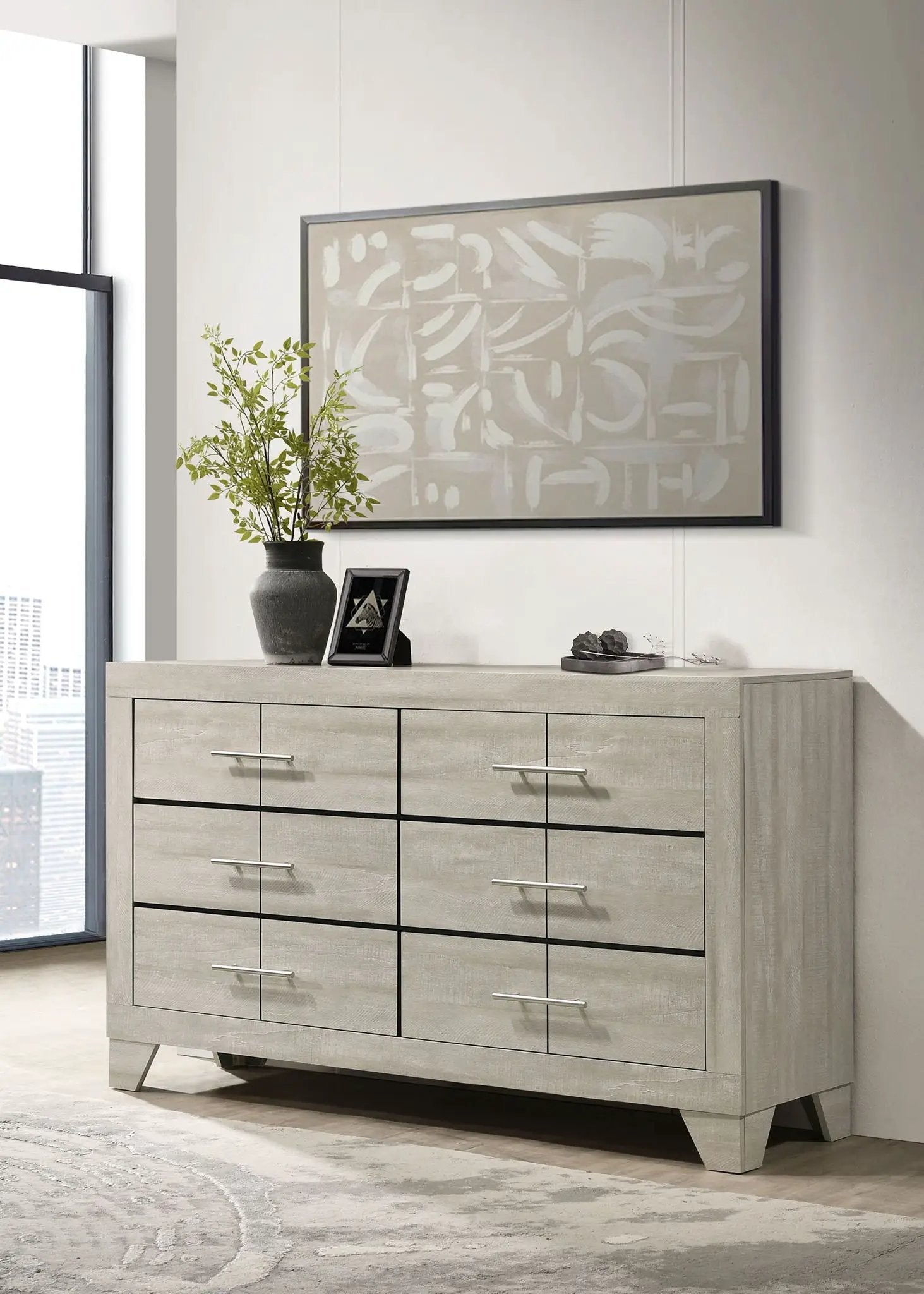 Trenton 6-drawer Bedroom Dresser Rustic Cream by Unique Piece Furniture