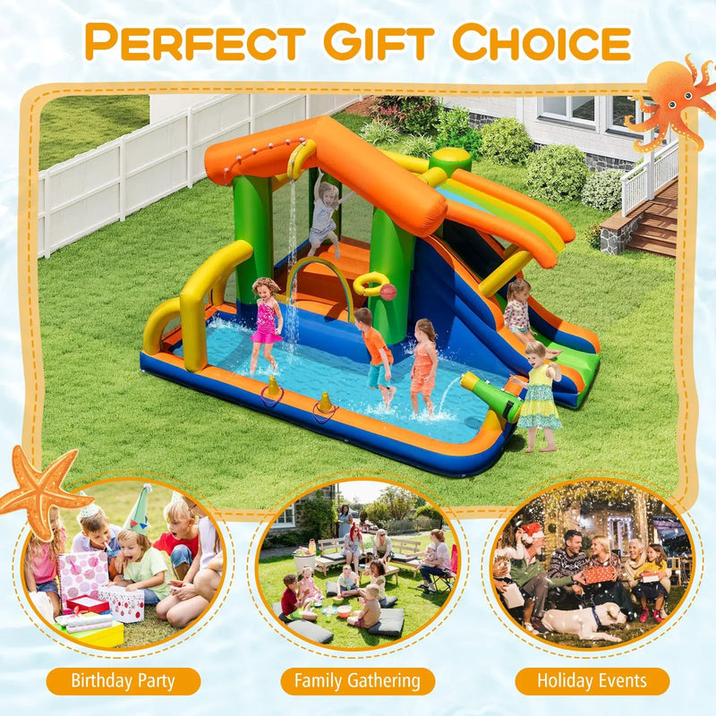 8-in-1 Jumping Castle with Slide and 520W Blower by DirectDeals