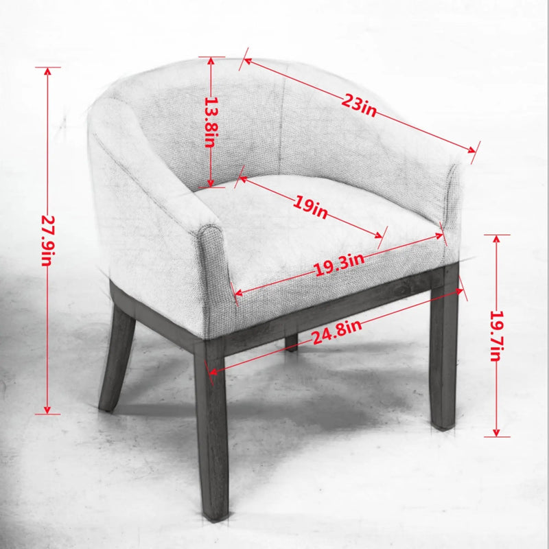 Mid Century Modern Upholstered Barrel Dining Chair with Arms by HouseOfZazla