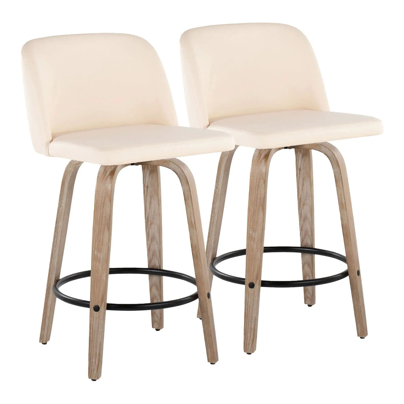 Toriano - Contemporary Fixed-Height Counter Stool & Swivel With Round Footrest (Set of 2) by HouseOfZazla