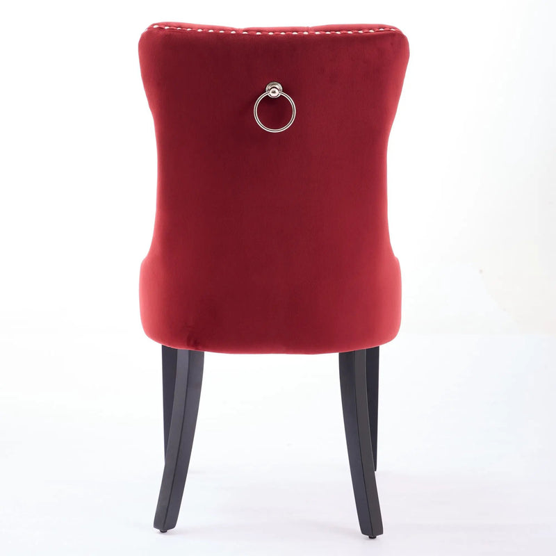 Classic Velvet Dining Chairs - Burgundy (Set of 2) by HouseOfZazla