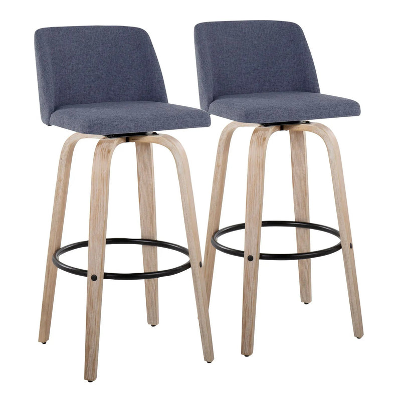 Toriano - Mid-Century Modern Fixed Height BarStool With Round Footrest (Set of 2) by Unique Piece Furniture