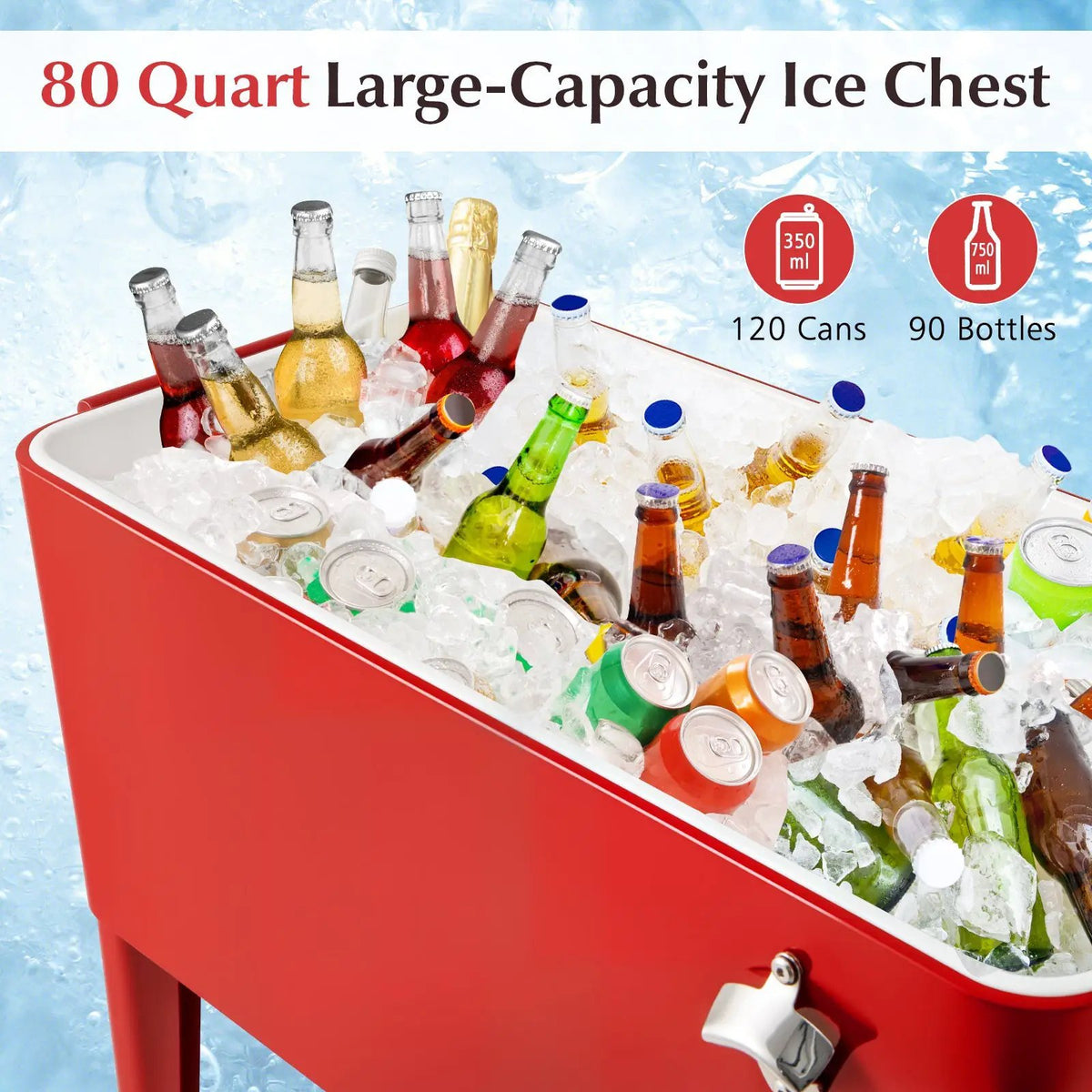 Portable Patio Cooler with Bottom Storage Shelf and Bottle Opener by DirectDeals