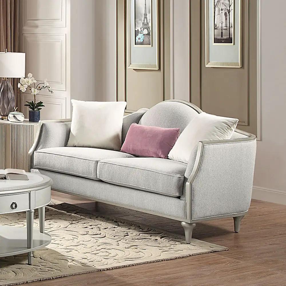 Kasa - Loveseat With 3 Pillows - Beige Linen & Champagne by Unique Piece Furniture