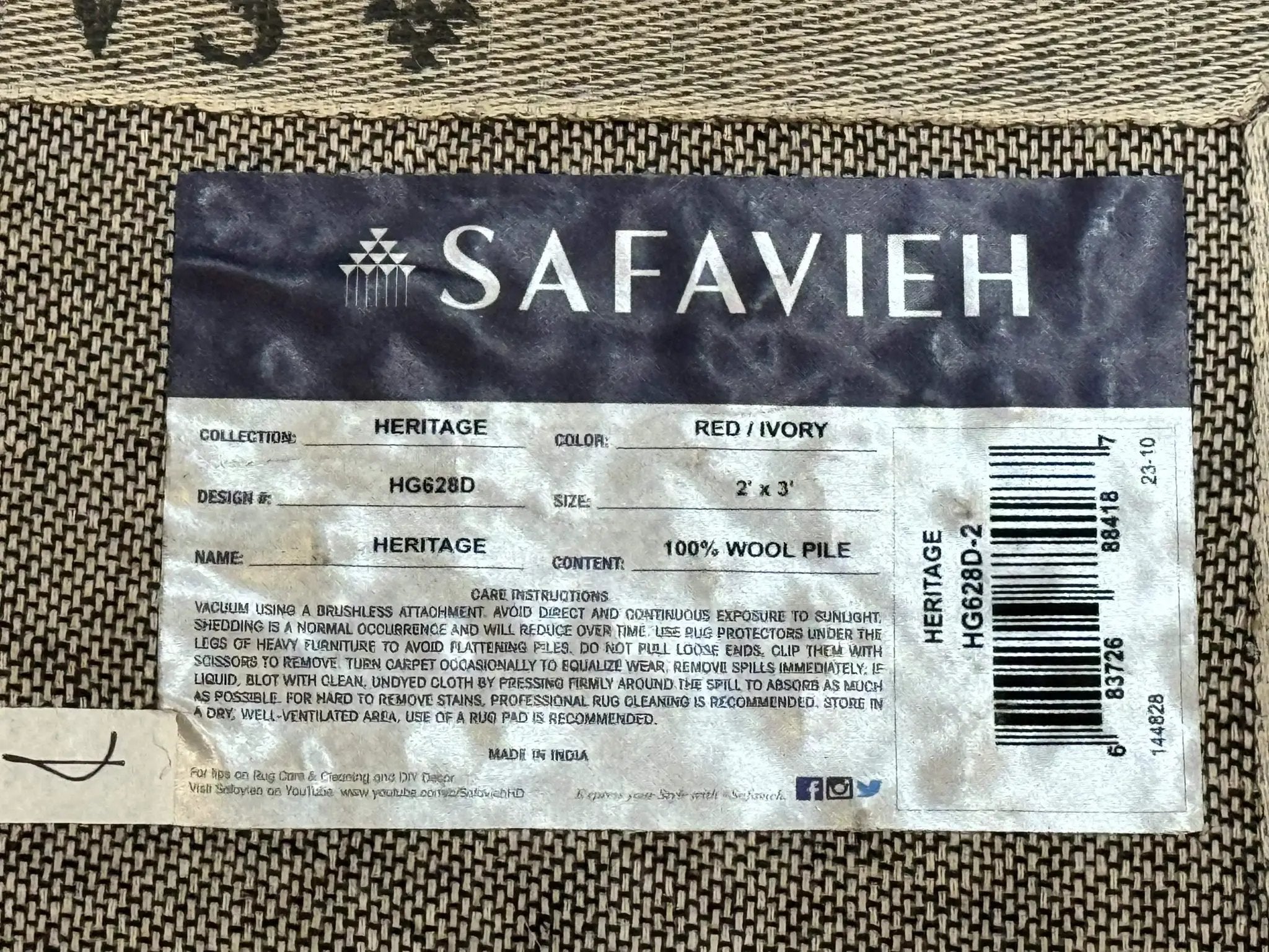 Small Floral Wool Rug 2x3, Safavieh Heritage Collection, Dark Red & Cream by Jewel Rugs
