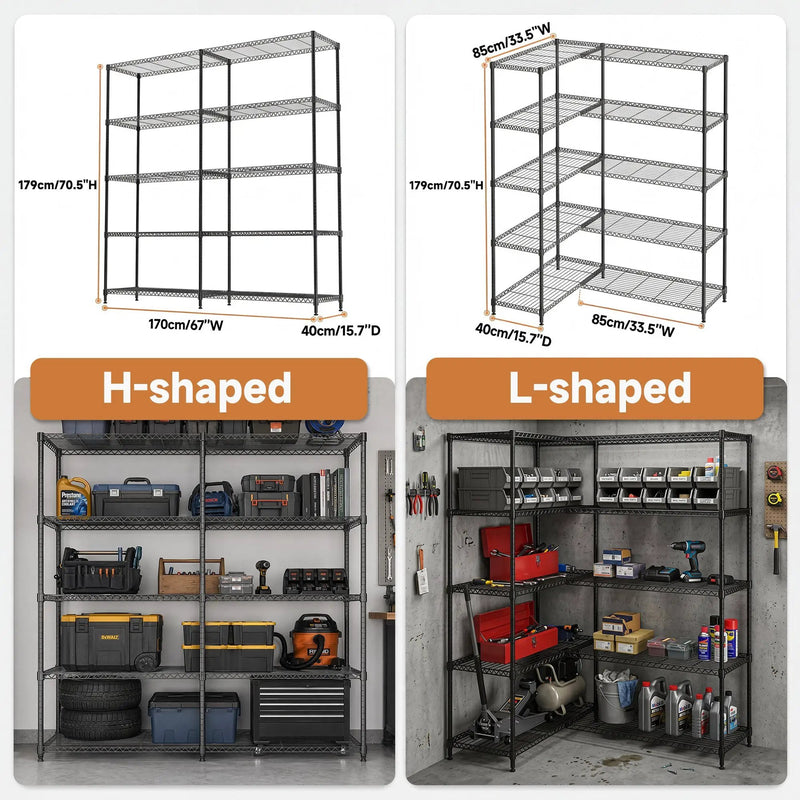 5 Tiers Adjustable Heavy Duty Metal Storage Shelves by HouseOfZazla