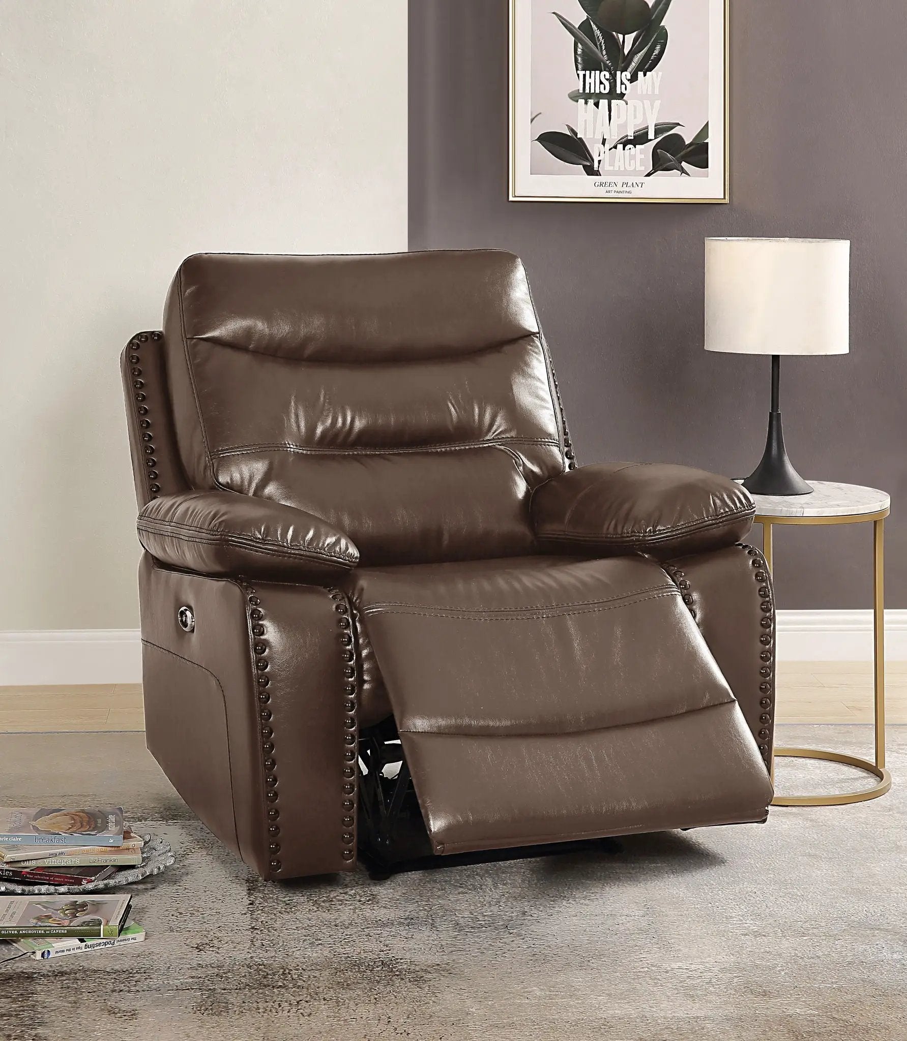 Aashi - Leather Gel Match Recliner Chair - Brown by Unique Piece Furniture