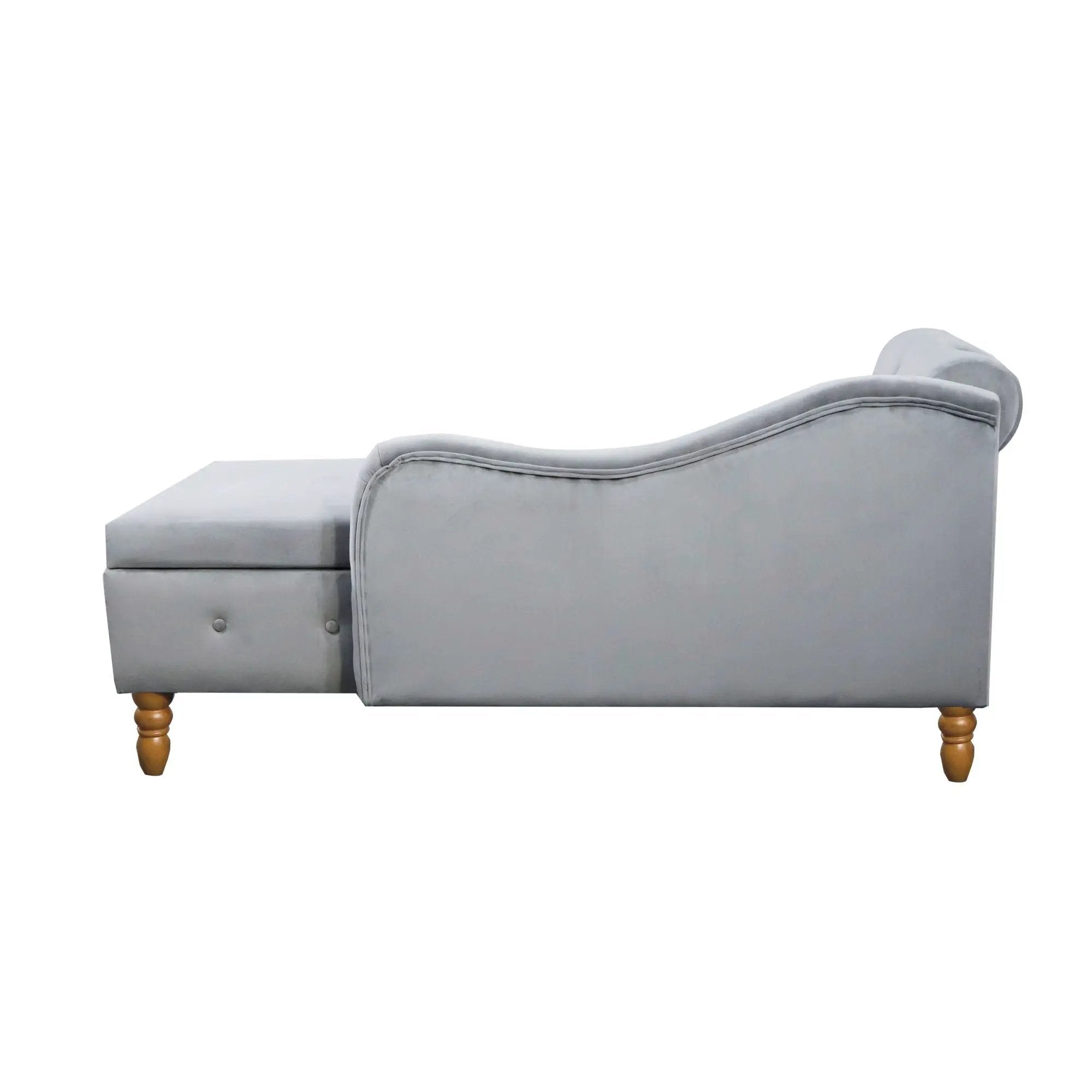 Chaise Lounge Indoor, Lounge Chair For Bedroom With Storage & Pillow, Modern Upholstered Rolled Arm Chase Lounge For Sleeping With Nailhead Trim For Living Room Bedroom Office by HouseOfZazla