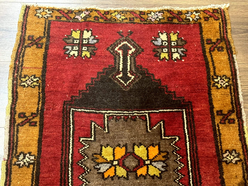 Turkish Yastik Rug 2x3, Geometric Medallion, Small Turkish Wool Rug, Red by Jewel Rugs