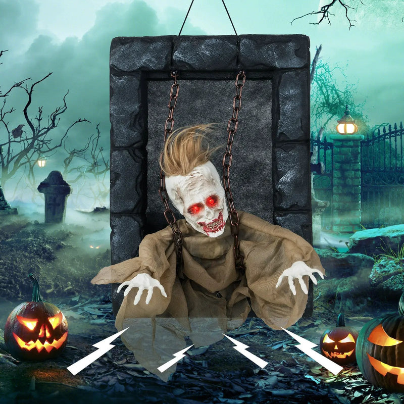 Halloween Hanging Animated Zombie Prisoner Decoration Sound-Activated by DirectDeals