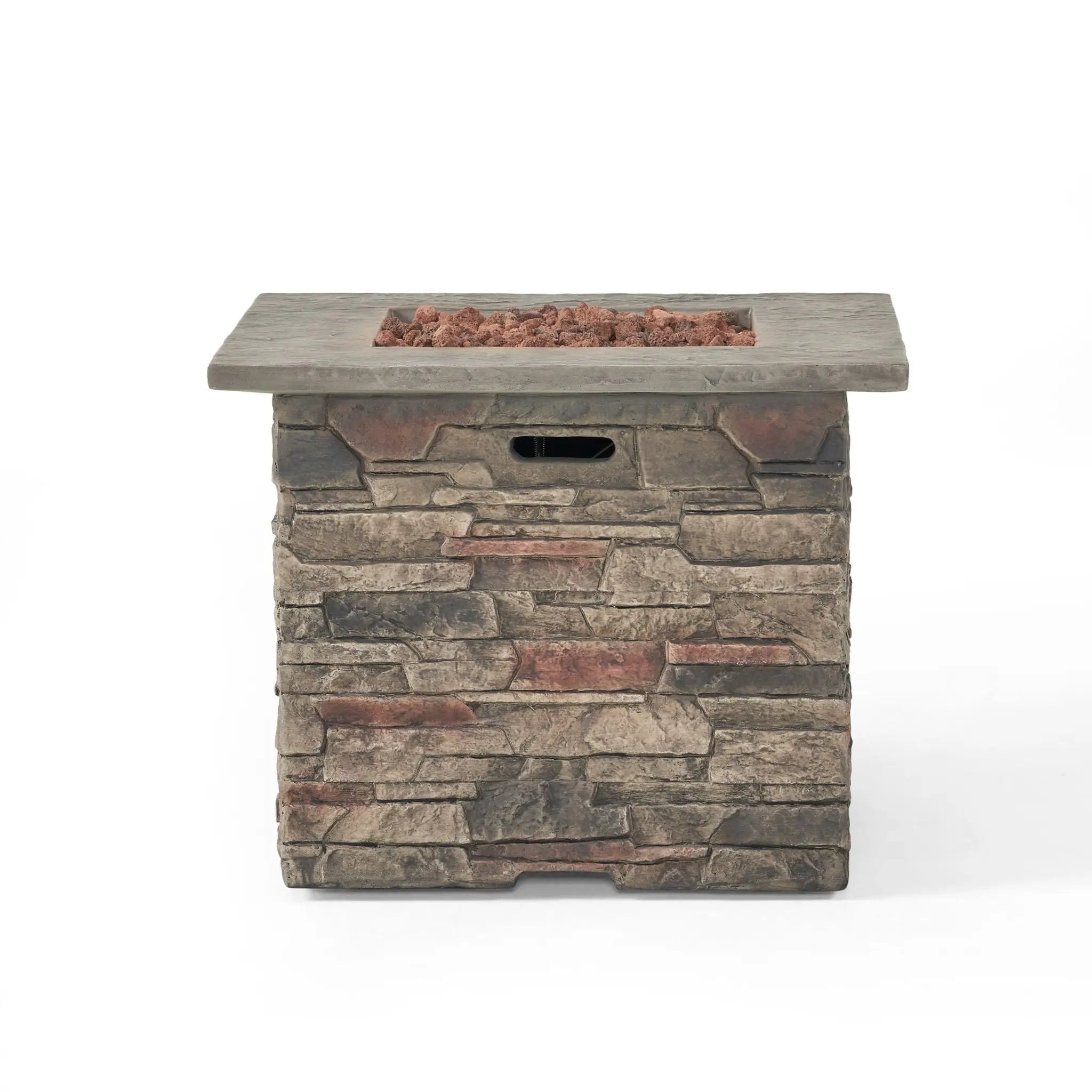 Classic Design Square Fire Pit With Top And 40,000 Btu Heat Output - Stone Gray by HouseOfZazla