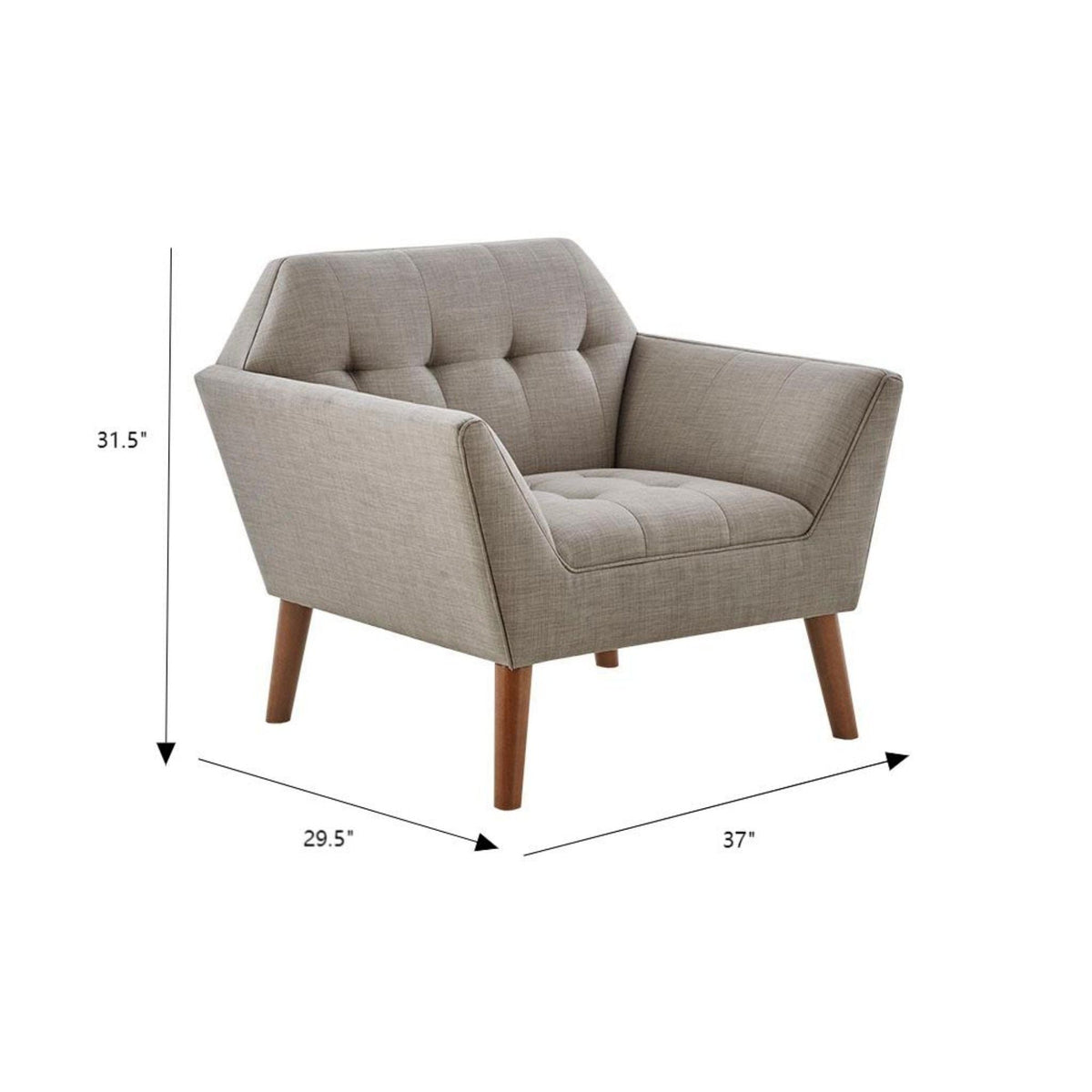 Modern Lounge Chair with Button Tufting – Pecan Wood Legs, photo 13 of 40
