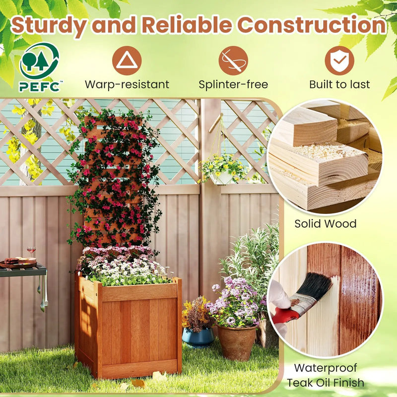 Outdoor Wooden Raised Garden Bed with Trellis by DirectDeals