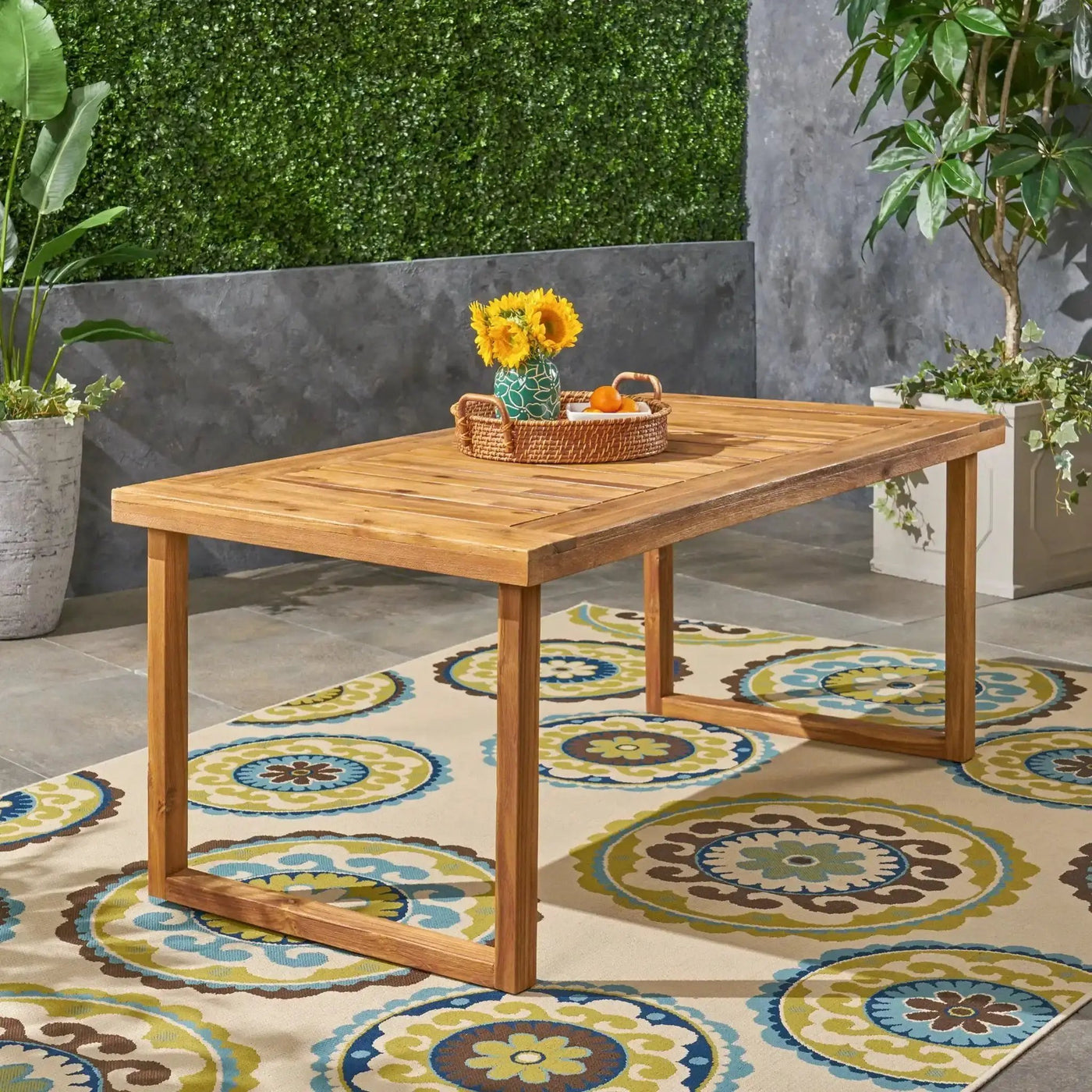 Outdoor Acacia Wood Dining Table, Sandblast Finish by HouseOfZazla