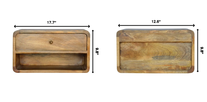 Solid Wood Floating Curve Open Slot Nightstand by HouseOfZazla