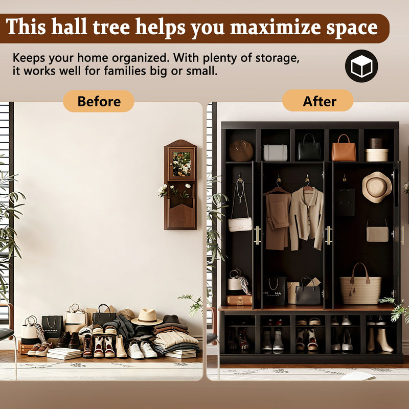 Farmhouse Entryway Storage Cabinet with Coat Closet - Black, photo 7 of 10