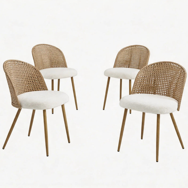 Round Wooden Dining Table + 4 Chairs Set by HouseOfZazla