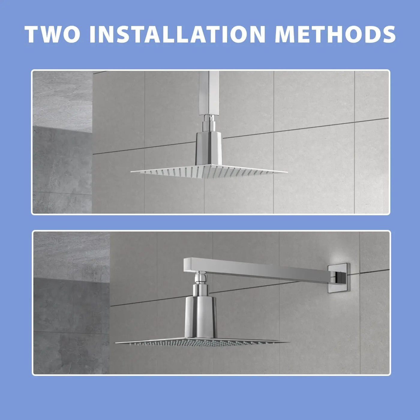 Ultra Thin 8" Square Rain Shower Head 304 Stainless Steel, Wall / Ceiling Mounted by HouseOfZazla