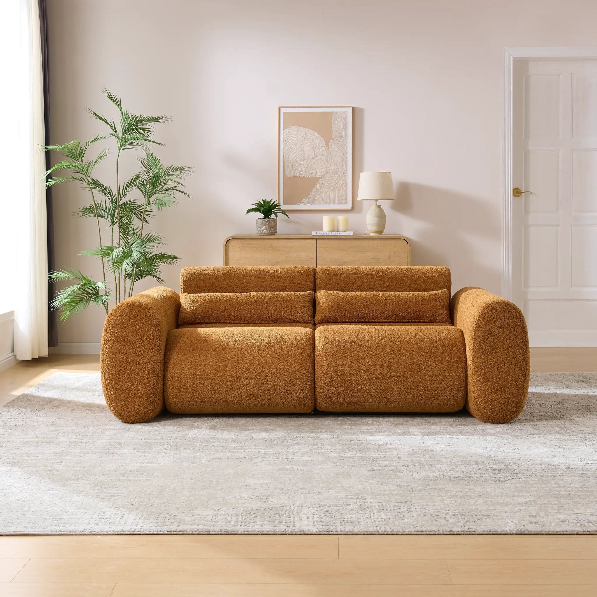 79 in. Round Arm Cloud Curved 3-Seater Modern Upholstered Boucle Sofa by HouseOfZazla