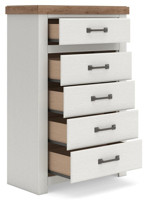 Savonport - Five Drawer Chest - White / Brown, photo 2 of 7