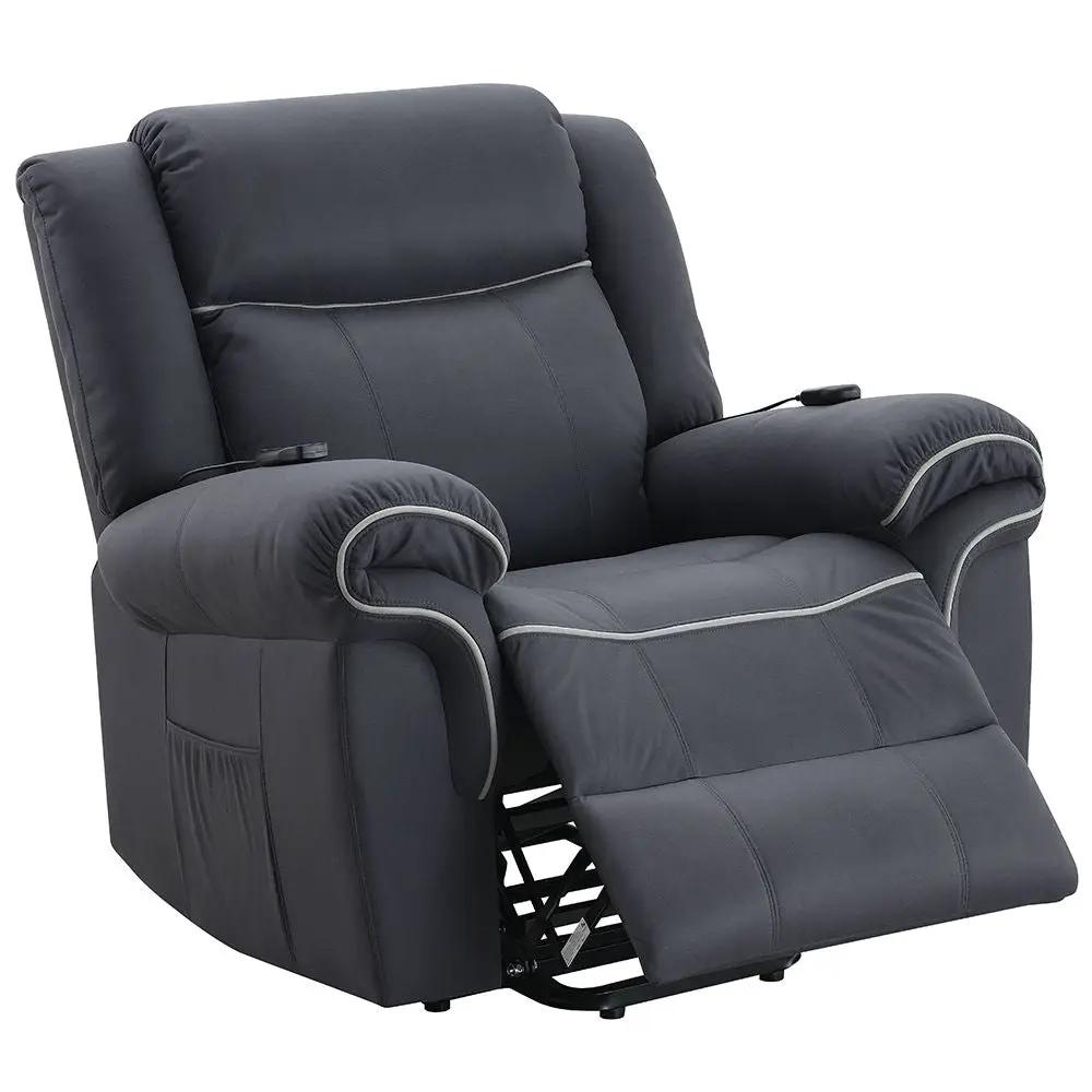 Domana - Power Recliner With Lift & Heating & Massage - Dark Blue Fabric by Unique Piece Furniture