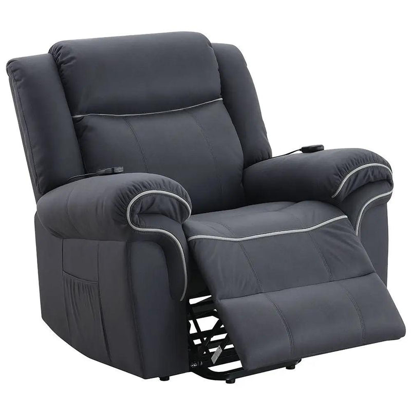Domana - Power Recliner With Lift & Heating & Massage - Dark Blue Fabric by Unique Piece Furniture