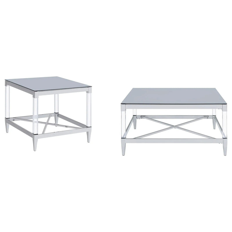 Lindley 2-piece Square Coffee and End Table Set Chrome by Unique Piece Furniture