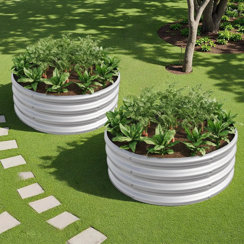 2PCS Tall Round Metal Raised Garden Beds by HouseOfZazla