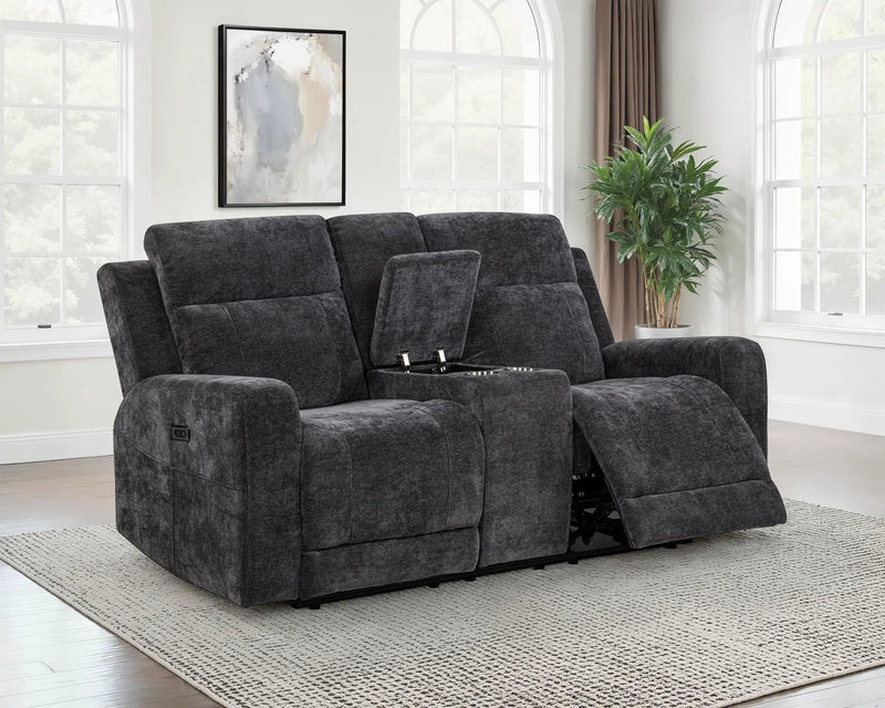 Kennett Chenille Upholstered Power Reclining Loveseat Grey by Unique Piece Furniture