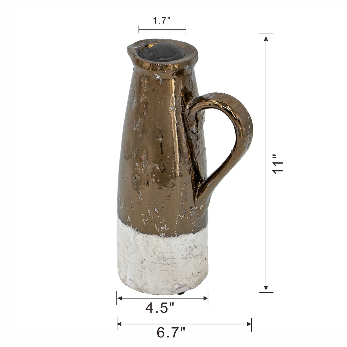 Gold Terracotta Pitcher Vase with Durable Ceramic Construction - Gold, photo 4 of 23