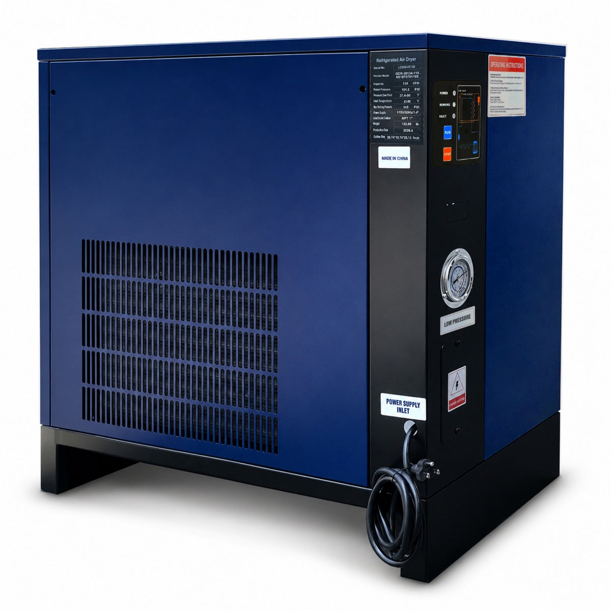 134CFM Refrigerated Air Dryer for 20HP & 30HP Compressors by Chery Industrial