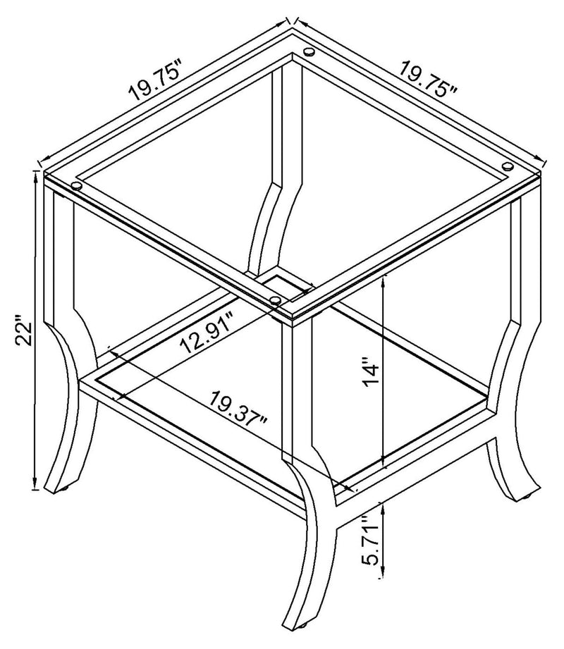 Saide Square Glass Top Side End Table Chrome, photo 2 of 7