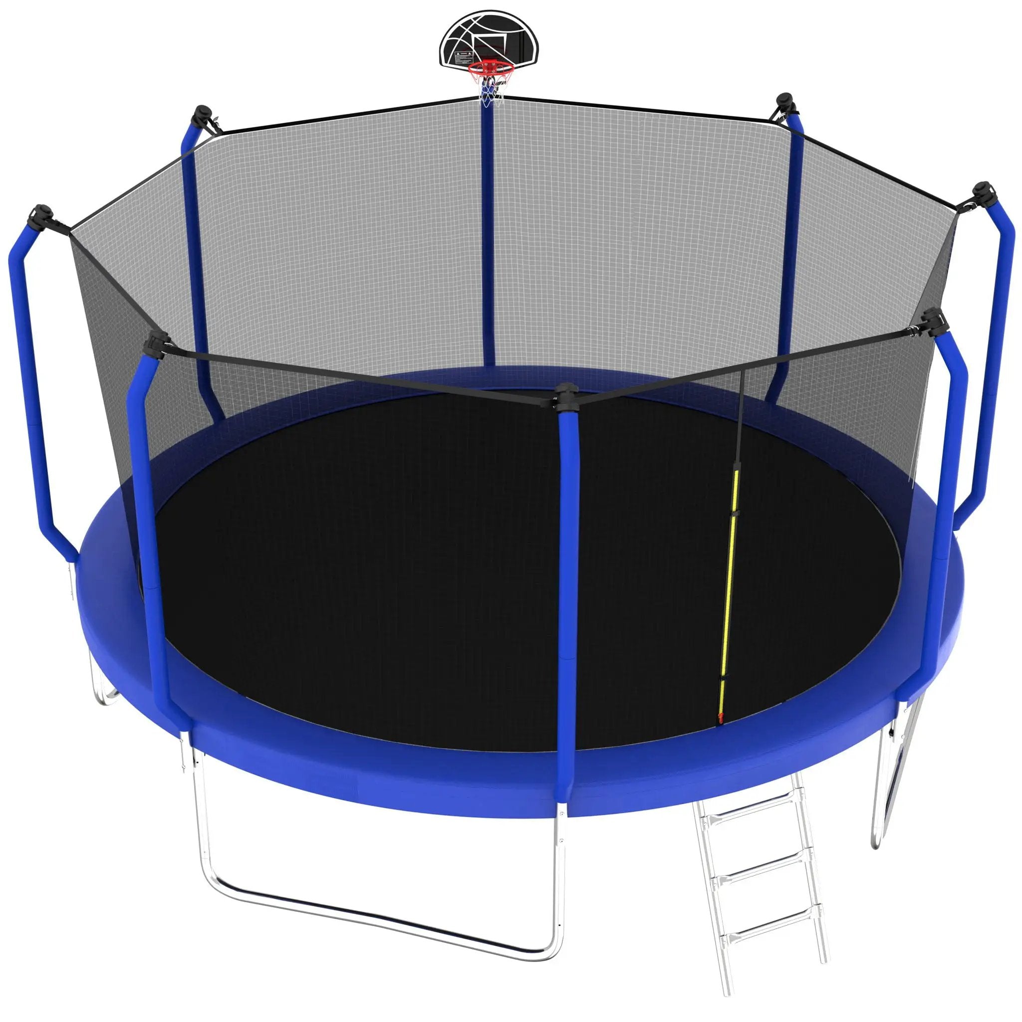 Trampoline With Basketball Hoop, Astm Approved Reinforced Type Outdoor Trampoline With Enclosure Net by HouseOfZazla
