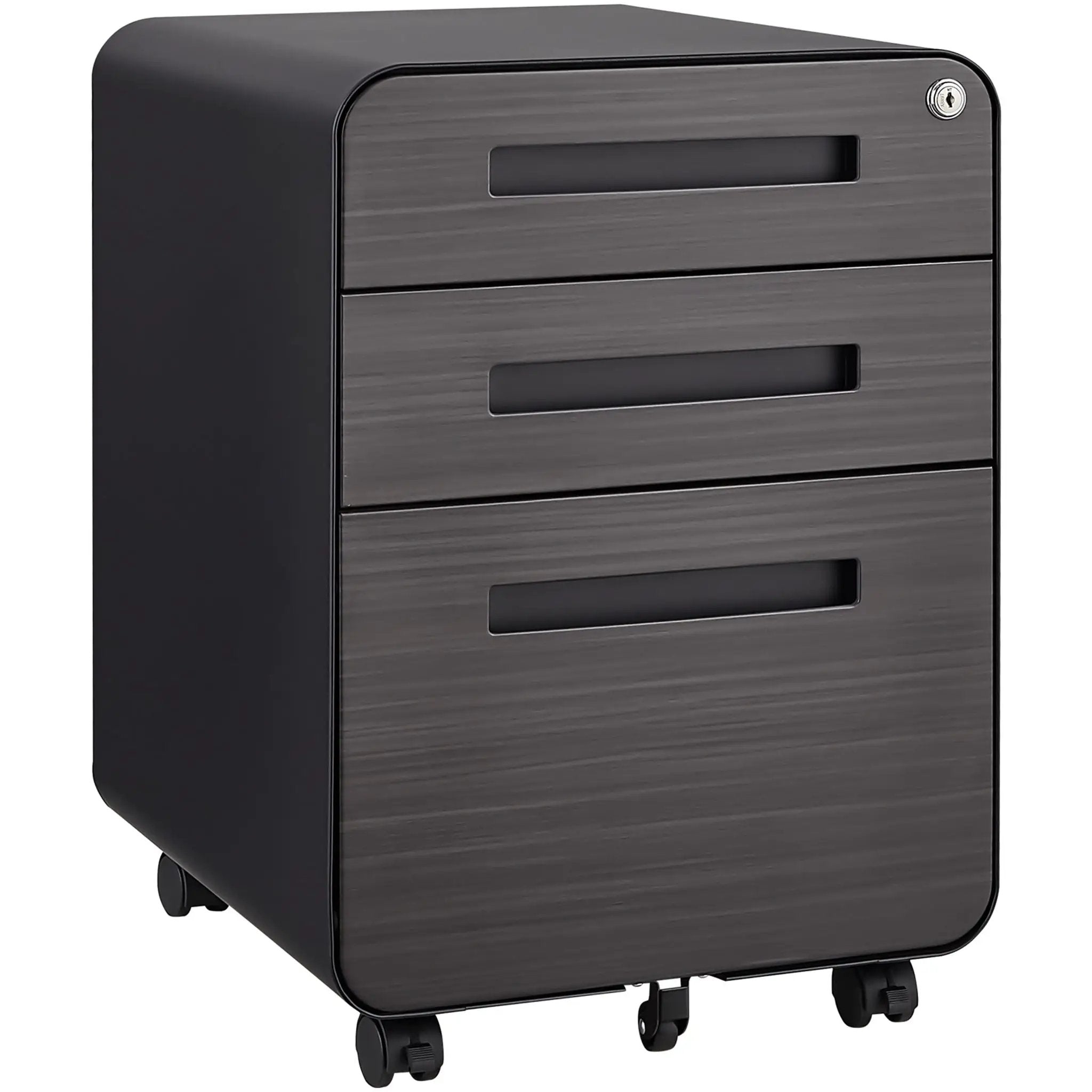 3 Drawer Mobile File Cabinet Under Desk Office, Simple Style Versatile Storage Cabinet For Legal / Letter / A4 Files, 5 Wheel Design Anti-Tilting Cold Rolled Steel Waterproof Moisture-Proof by HouseOfZazla
