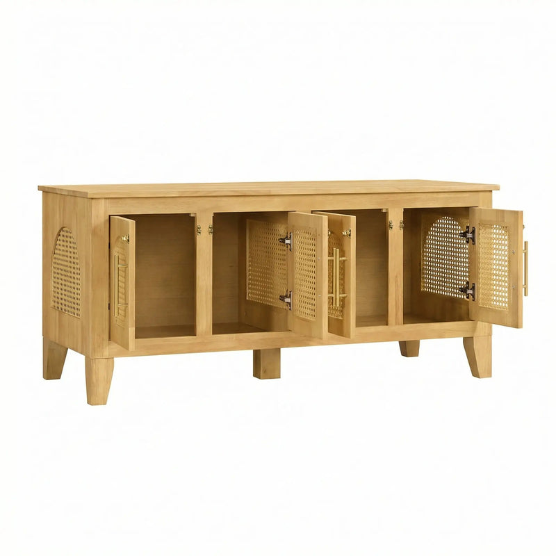 Lars Indoor Rattan Decorated Rubber Wood Dog Crate Cabinet by HouseOfZazla