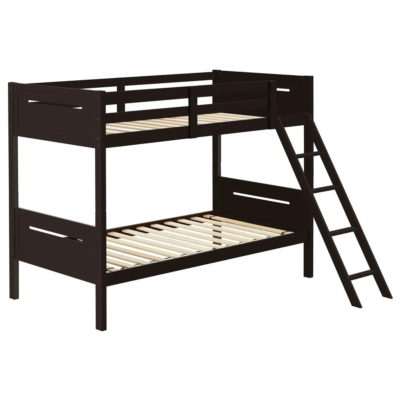 Bunk Bed With Built In Ladder, Safety Guardrails And Angled Access Step by HouseOfZazla