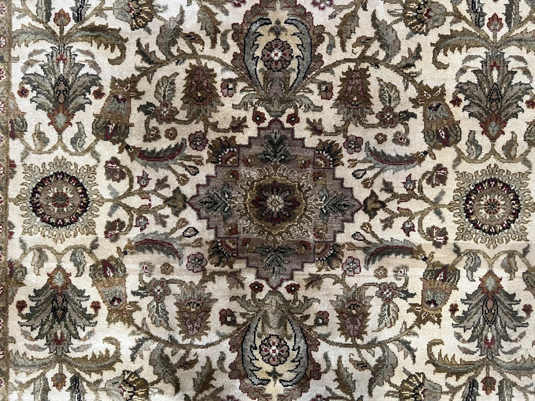 Indo Mahal Rug 6x9, Indian Floral Carpet 6 x 9, Beige and Black, Allover Design, Living Room Rug, Bedroom Rug, Traditional Rug, Vintage Rug by Jewel Rugs