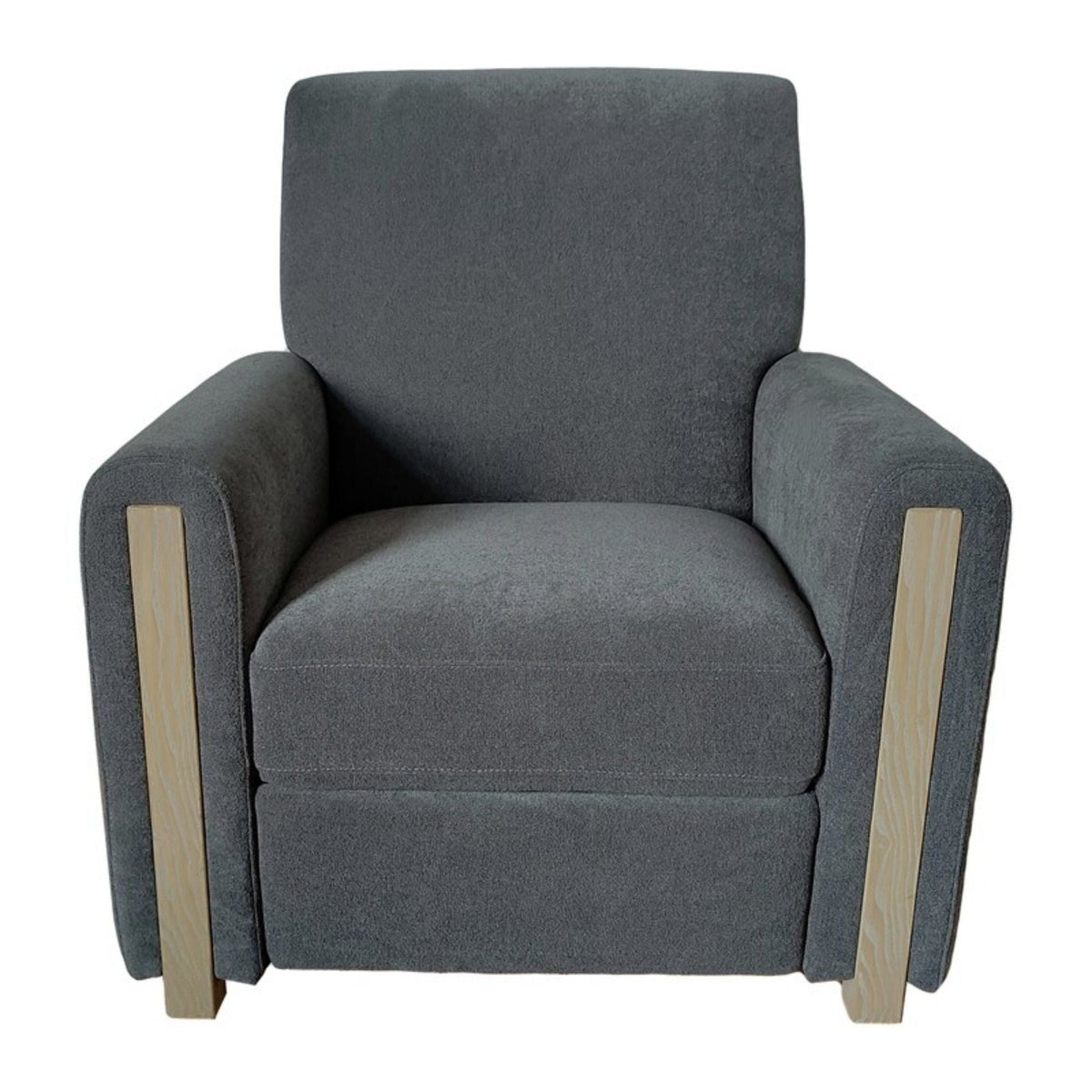 Gray Recliner Chair with Solid Wood Frame - No Assembly Required