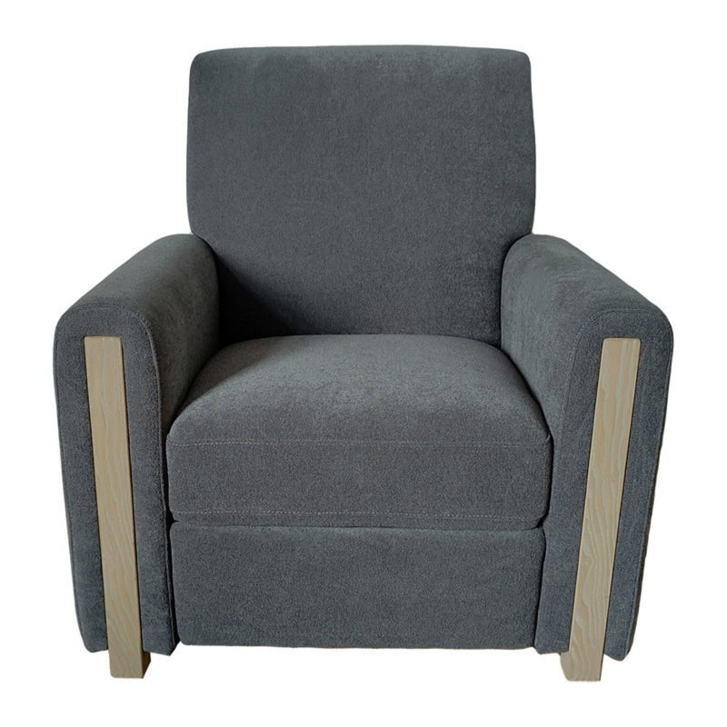 Gray Recliner Chair with Solid Wood Frame - No Assembly Required