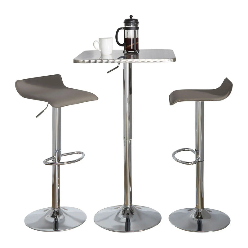 Ale - 3 Piece Bar Set Bistro Square Contemporary Adjustable Oval Footrest by HouseOfZazla