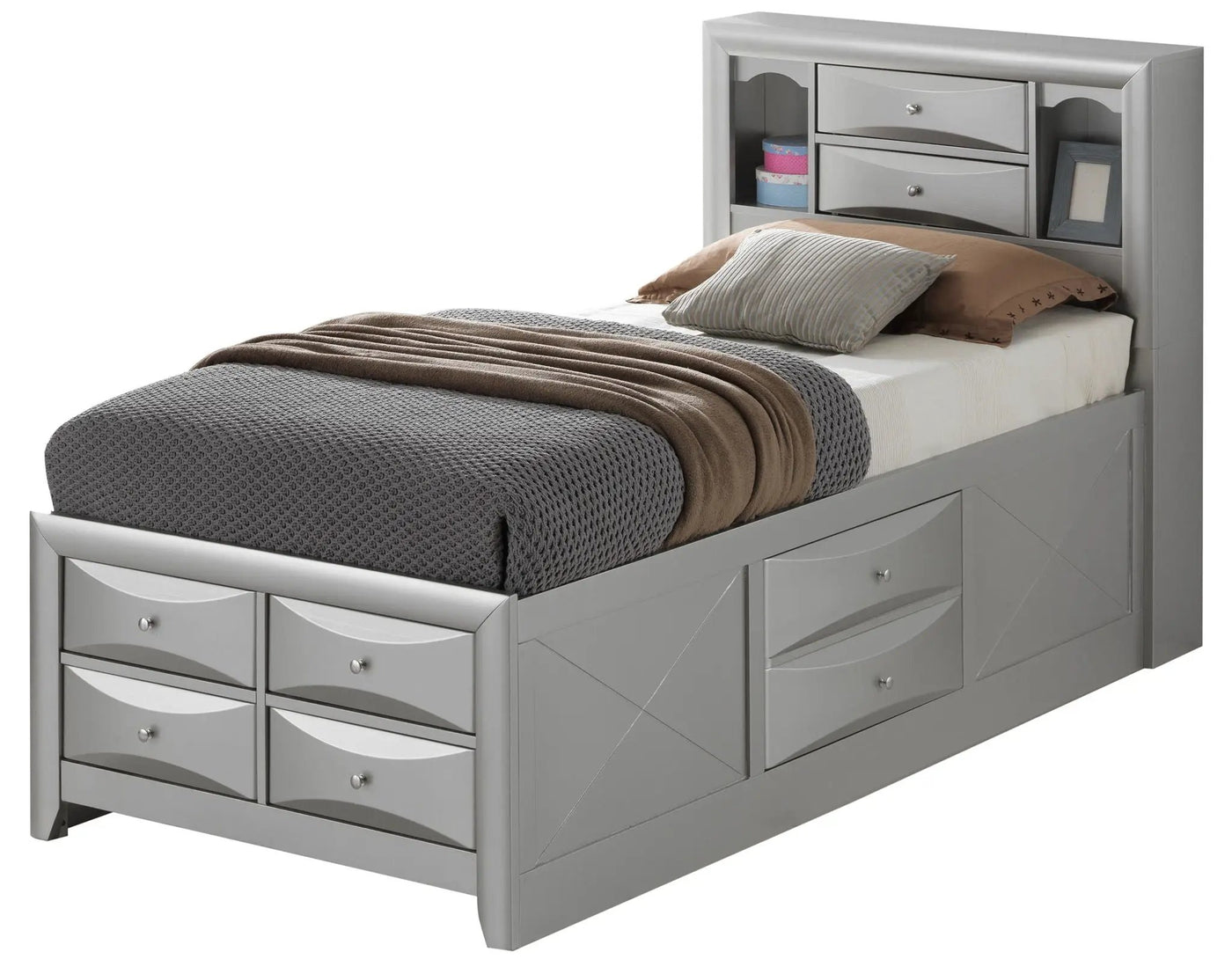 Modern Design Storage Bed With Bookcase Headboard by HouseOfZazla