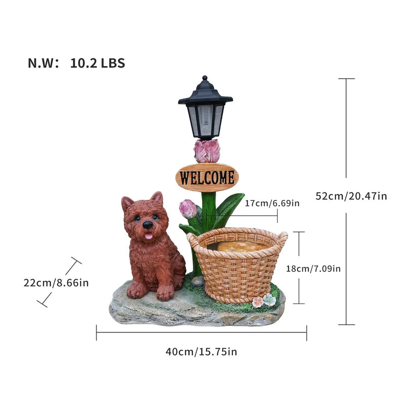 Sitting Puppy Solar Planter Outdoor Statue by HouseOfZazla