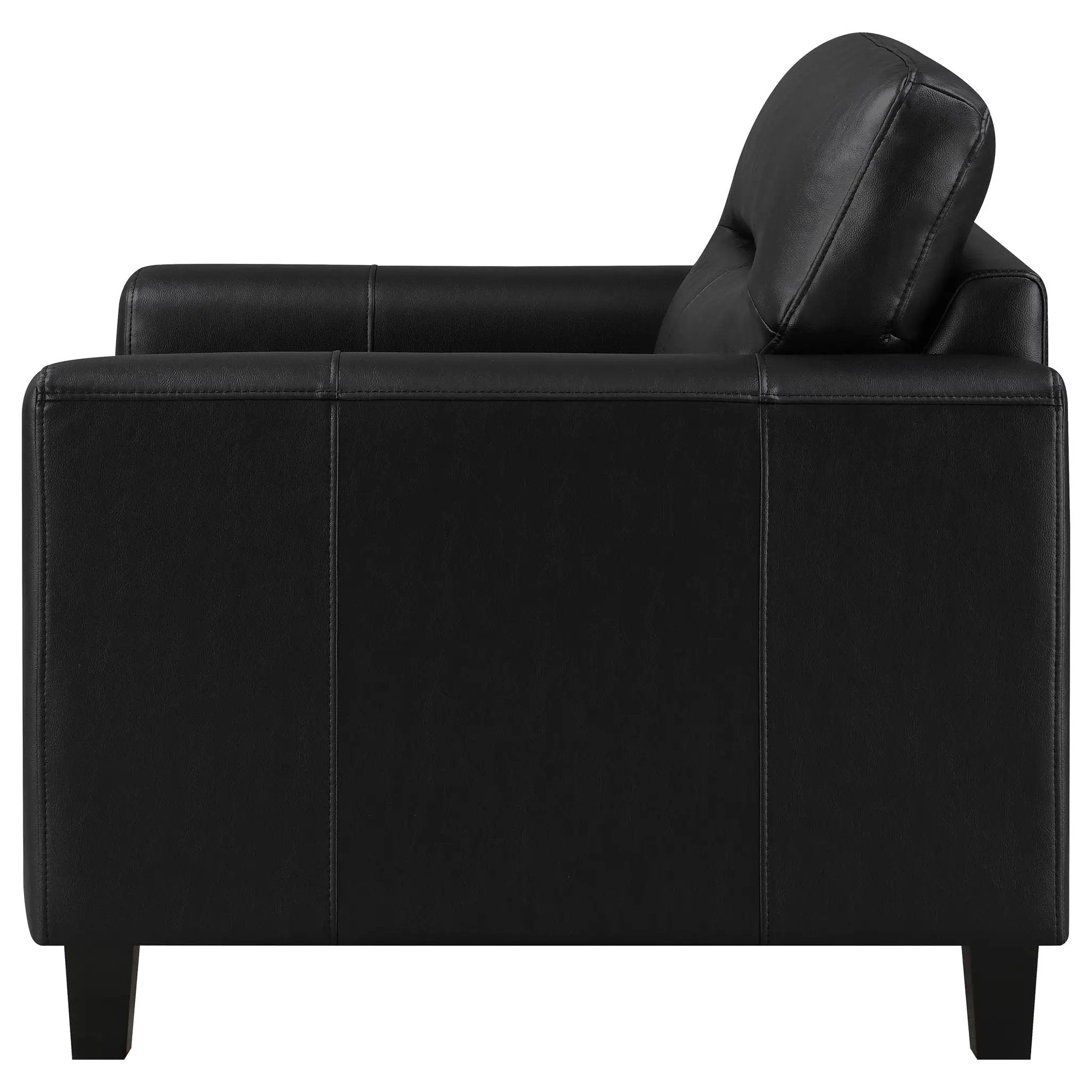 Scotland Faux Leather Upholstered Track Arm Chair Black by Unique Piece Furniture