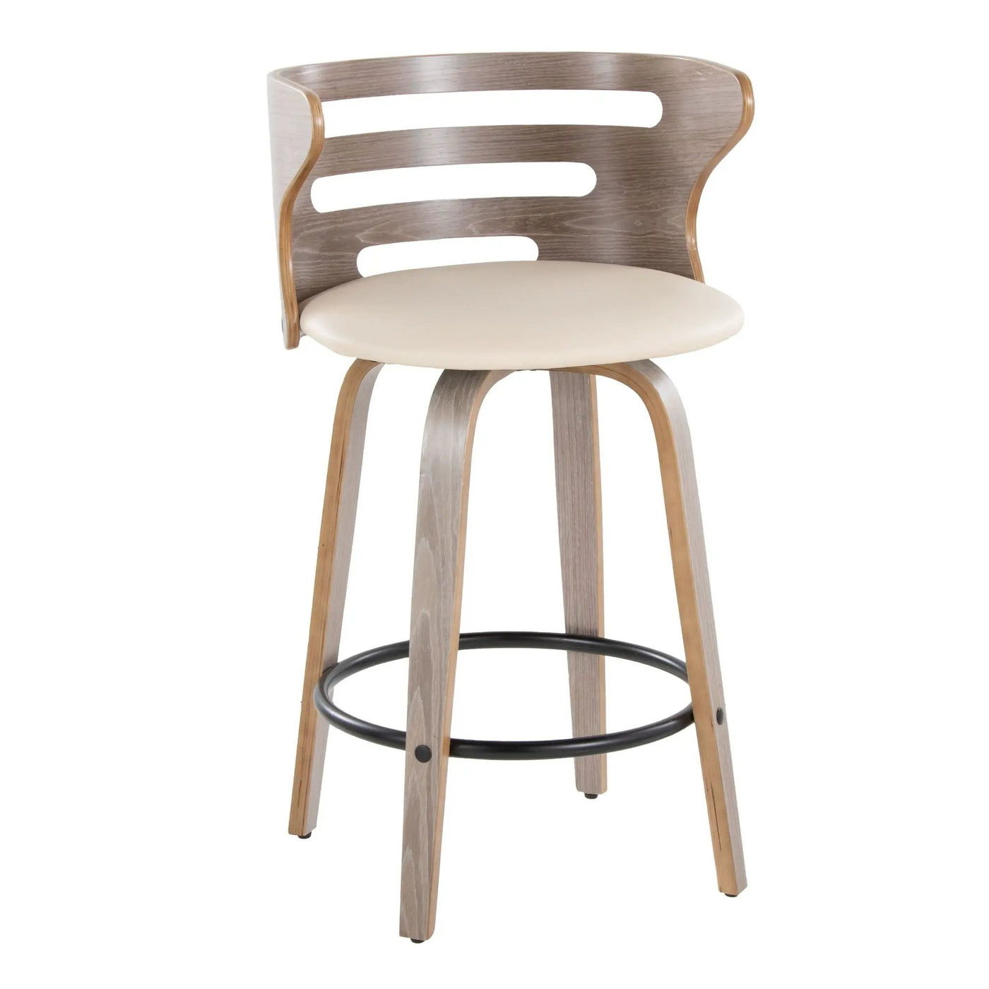 Cosini - Mid Century Modern Fixed Height Barstool With Swivel And Round Footrest (Set of 2) by HouseOfZazla