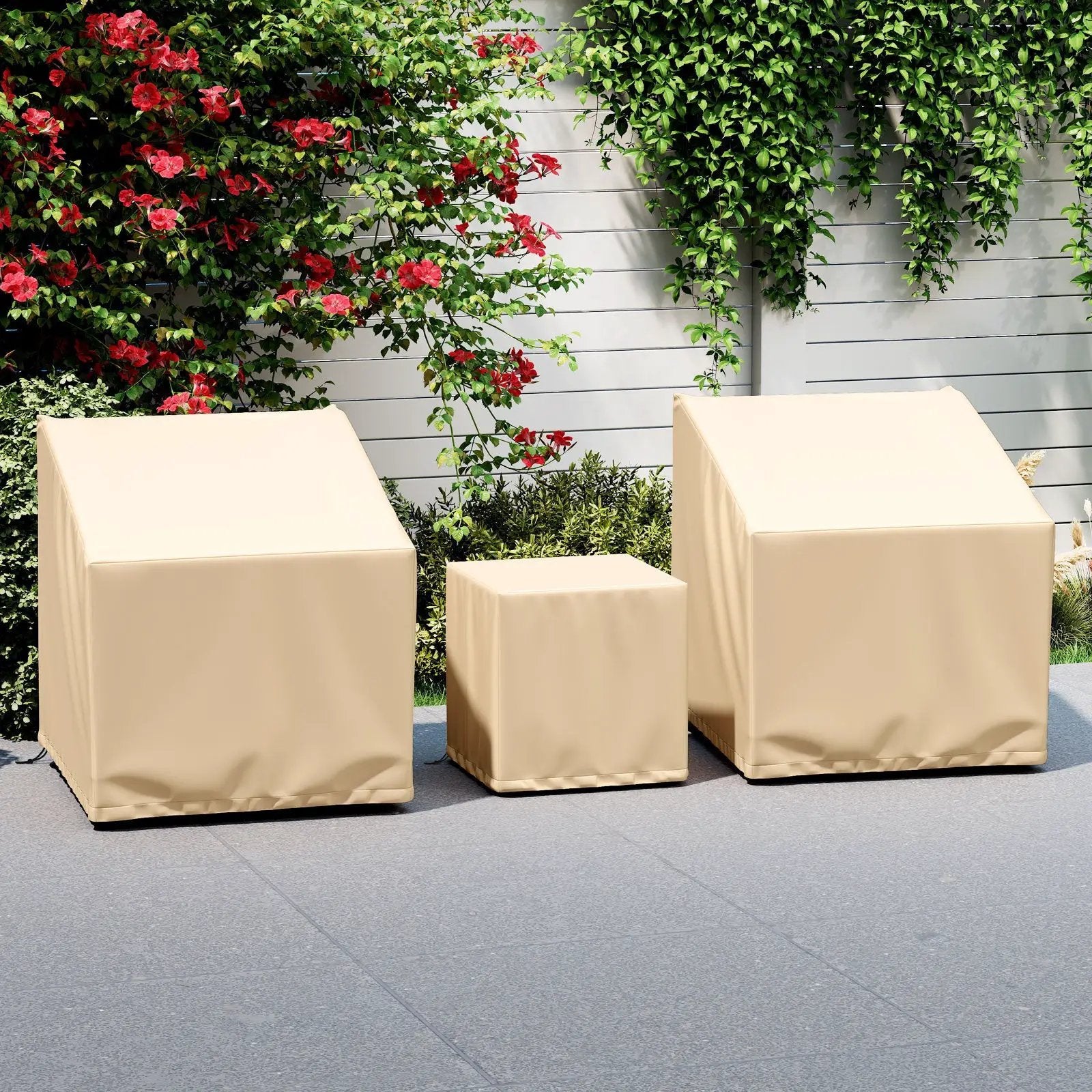 Patio Furniture Covers Waterproof Outdoor Conversation Covers for 3 Pieces Bistro Set-Beige by DirectDeals